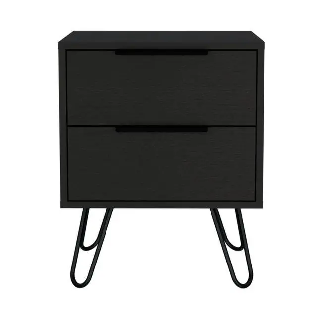 Alt view image 4 of 5 - Augusta 2 Nightstand , End Table, Side Table Four Legs, Two Drawers -Black