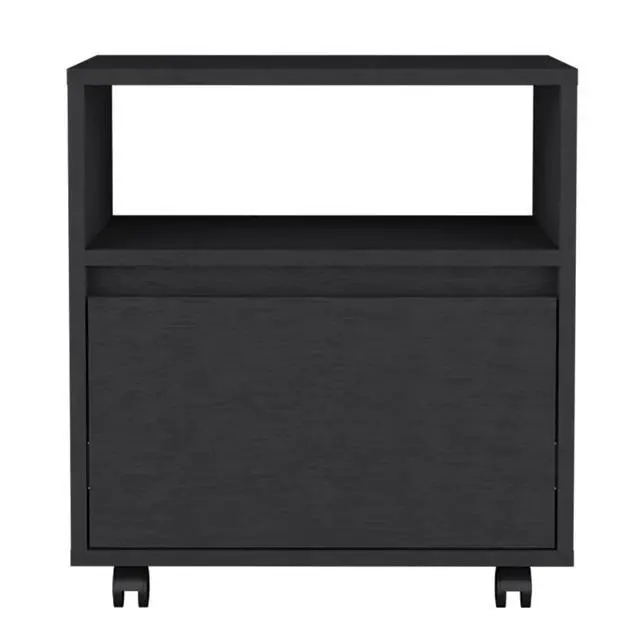 Alt view image 2 of 7 - Austin Nightstand , End Table, Side Table Casters, Single Drawer-Black