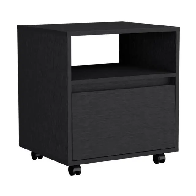 Alt view image 6 of 7 - Austin Nightstand , End Table, Side Table Casters, Single Drawer-Black