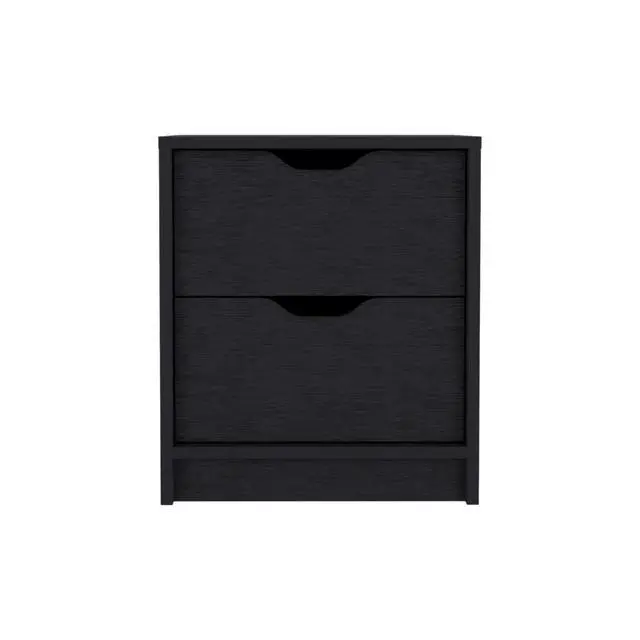 Alt view image 2 of 7 - Basilea 2 Drawers Nightstand , End Table, Side Table Pull Out System -Black