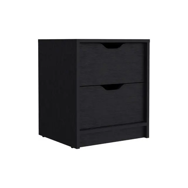 Alt view image 6 of 7 - Basilea 2 Drawers Nightstand , End Table, Side Table Pull Out System -Black