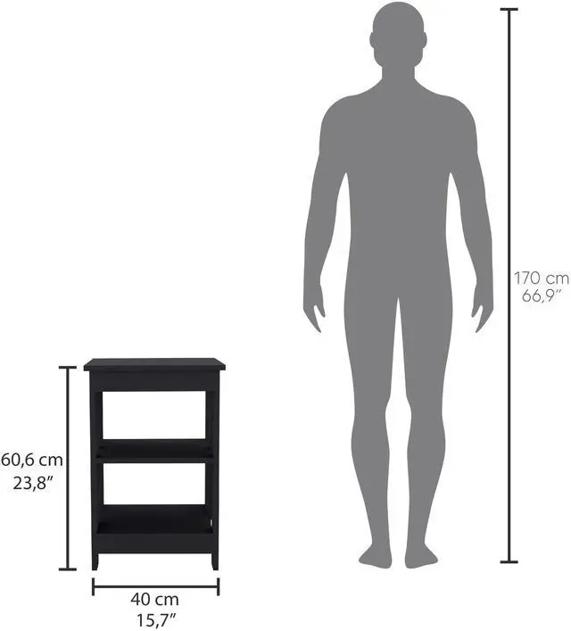 Alt view image 4 of 7 - Taylor End Table, Side Table, Nightstand, 3-Tier Storage Shelf, Sofa Table For Small Space