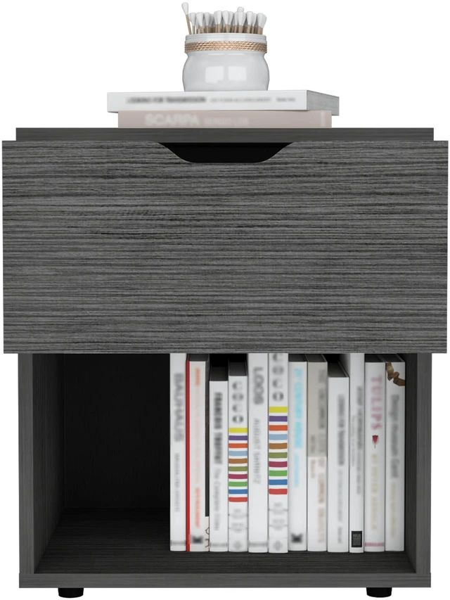 Alt view image 5 of 7 - Aberdeeen 19.7-Inch High Nightstand End Table With Open Shelf