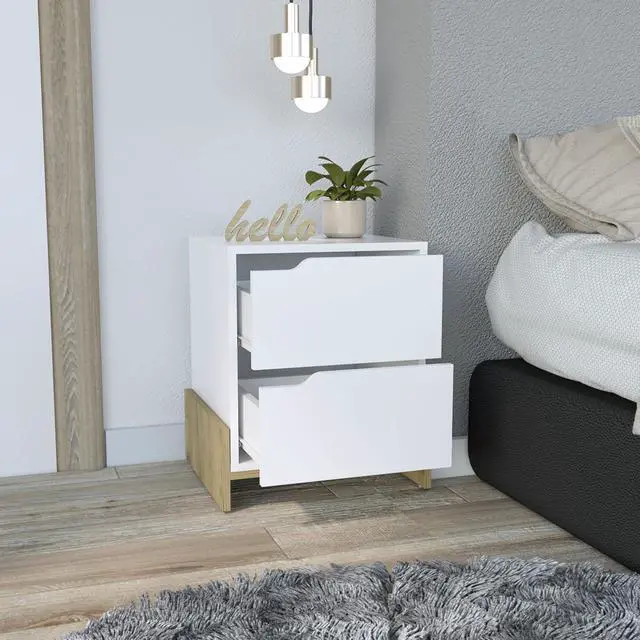 Alt view image 4 of 7 - Luss Nightstand, Bedside Table With 2-Drawers