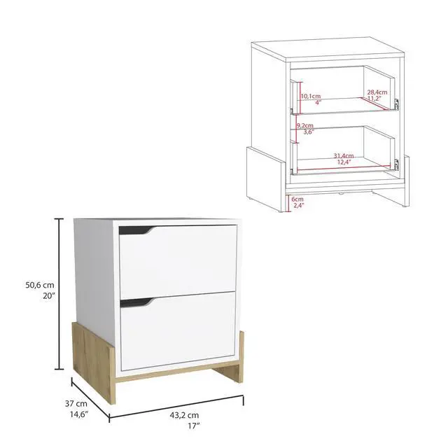 Alt view image 3 of 7 - Luss Nightstand, Bedside Table With 2-Drawers