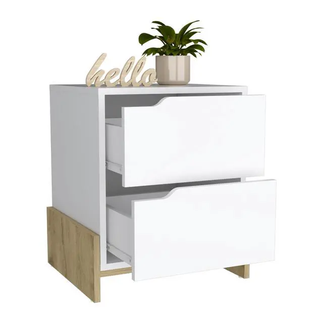 Alt view image 7 of 7 - Luss Nightstand, Bedside Table With 2-Drawers