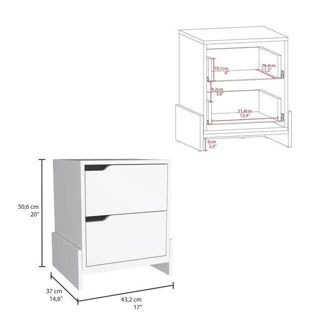 Alt view image 3 of 7 - Luss Nightstand, Bedside Table With 2-Drawers