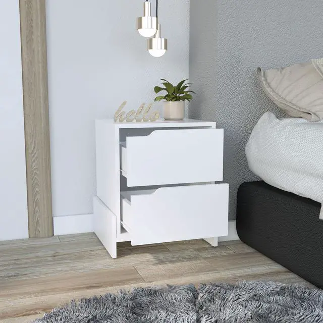 Alt view image 4 of 7 - Luss Nightstand, Bedside Table With 2-Drawers
