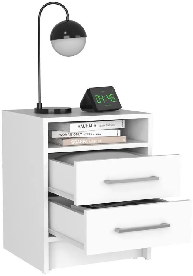 Alt view image 7 of 7 - Greter 24" Two-Drawer Night Stand With Open Shelf