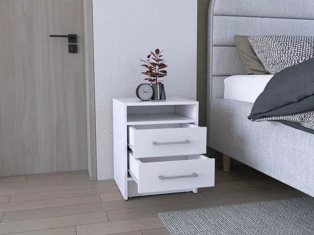 Alt view image 5 of 7 - Greter 24" Two-Drawer Night Stand With Open Shelf