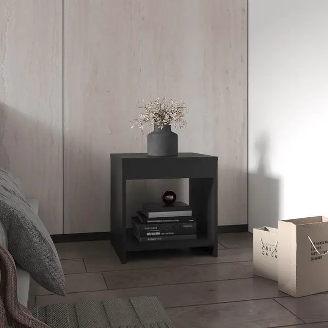 Main image of 16.5" Tall Minimalistic Nightstand With Open Shelf