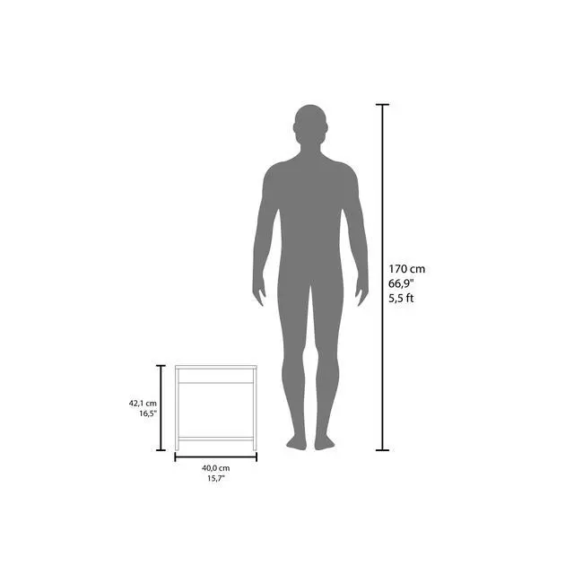 Alt view image 4 of 7 - 16.5" Tall Minimalistic Nightstand With Open Shelf