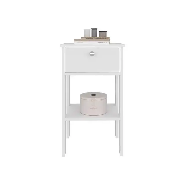 Alt view image 5 of 7 - Newcastle Nightstand With One Drawer And Open Shelf, Modern Bedside Table
