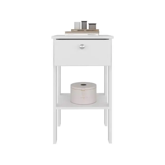 Alt view image 7 of 7 - Newcastle Nightstand With One Drawer And Open Shelf, Modern Bedside Table