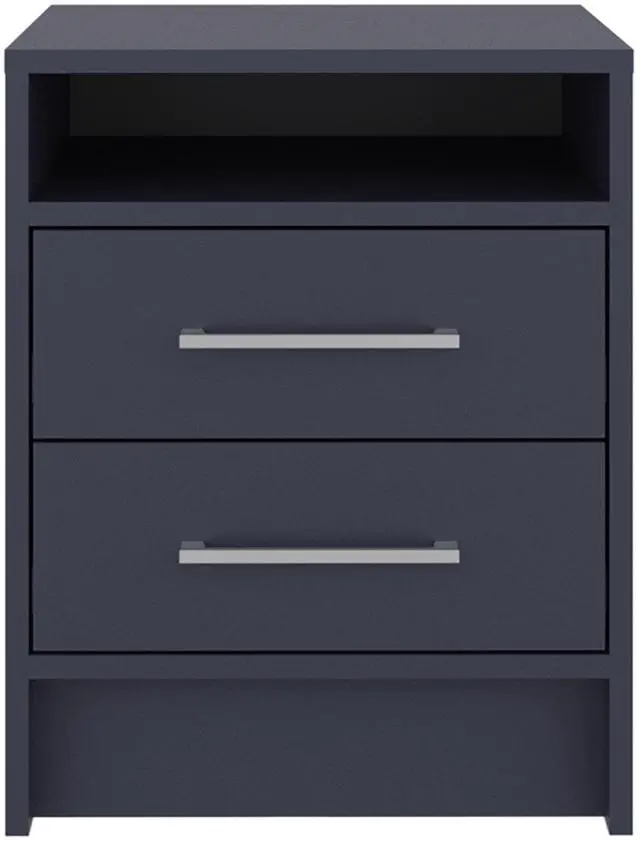 Main image of Eter Nightstand Minimalist Modern Style, Superior Top Shelf, One Open Storage Shelf And Two Drawers, Light Oak, Blue