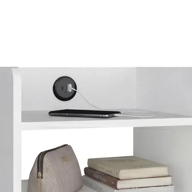 Alt view image 3 of 7 - Didi Modern Nightstand With Integrated Usb Charging Station, 2-Tier Open Storage Shelves And 4 Legs