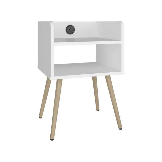 Alt view image 6 of 7 - Didi Modern Nightstand With Integrated Usb Charging Station, 2-Tier Open Storage Shelves And 4 Legs