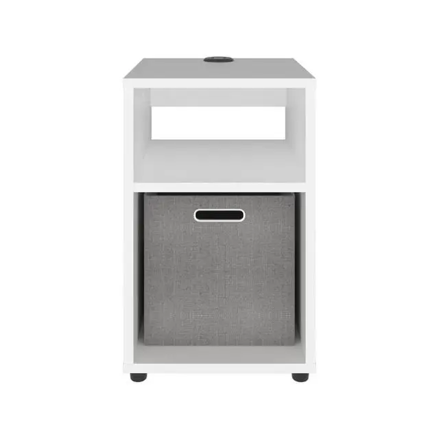 Alt view image 2 of 7 - Mercer Lite Side Table And Nightstand With Integrated Usb Charging Station And 2 Open Storage Shelves, Compact Side Table