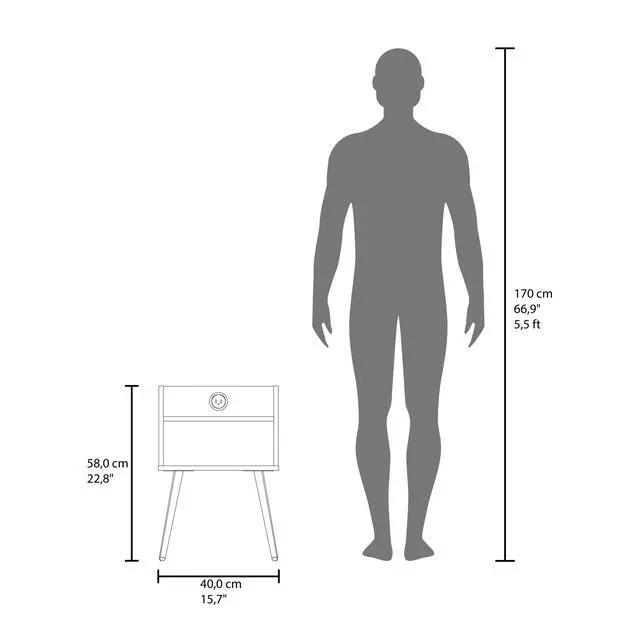 Alt view image 6 of 7 - Didi Modern Nightstand With Integrated Usb Charging Station, 2-Tier Open Storage Shelves And 4 Legs