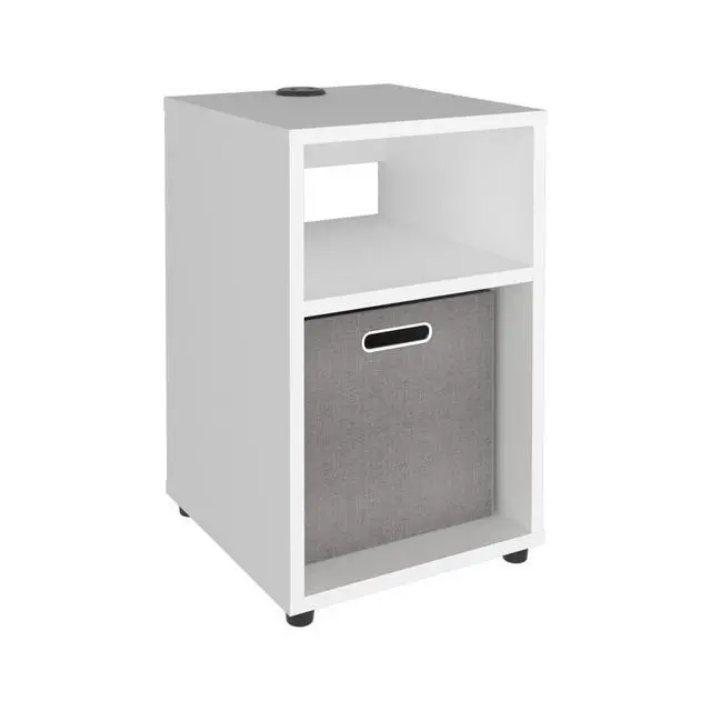 Alt view image 6 of 7 - Mercer Lite Side Table And Nightstand With Integrated Usb Charging Station And 2 Open Storage Shelves, Compact Side Table