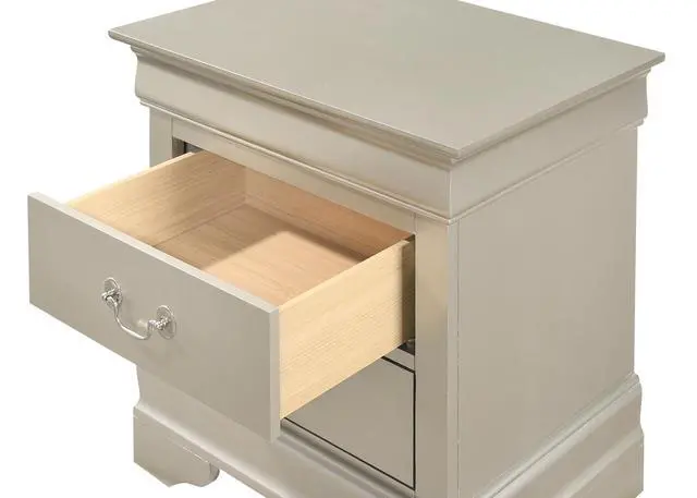 Alt view image 5 of 6 - Elegant Traditional Nightstand In Silver Champagne