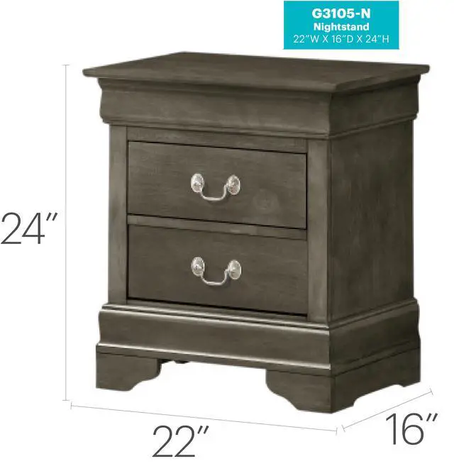 Alt view image 5 of 5 - Charming Traditional Gray Nightstand