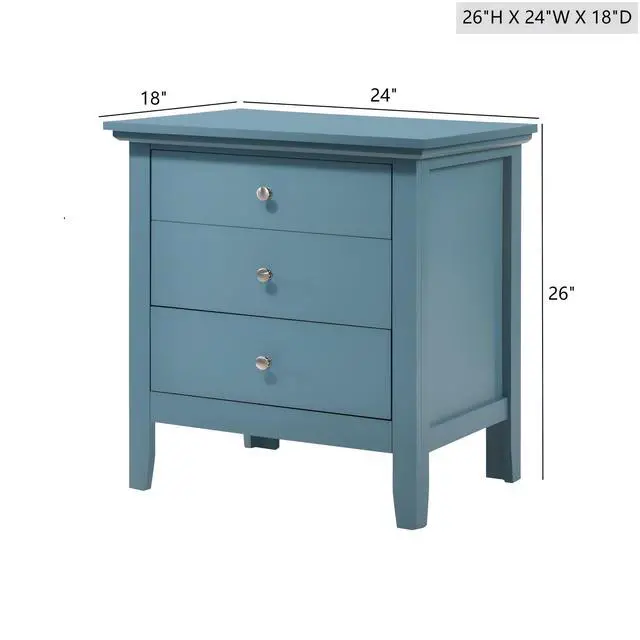 Alt view image 3 of 5 - Casual Teal Storage Nightstand