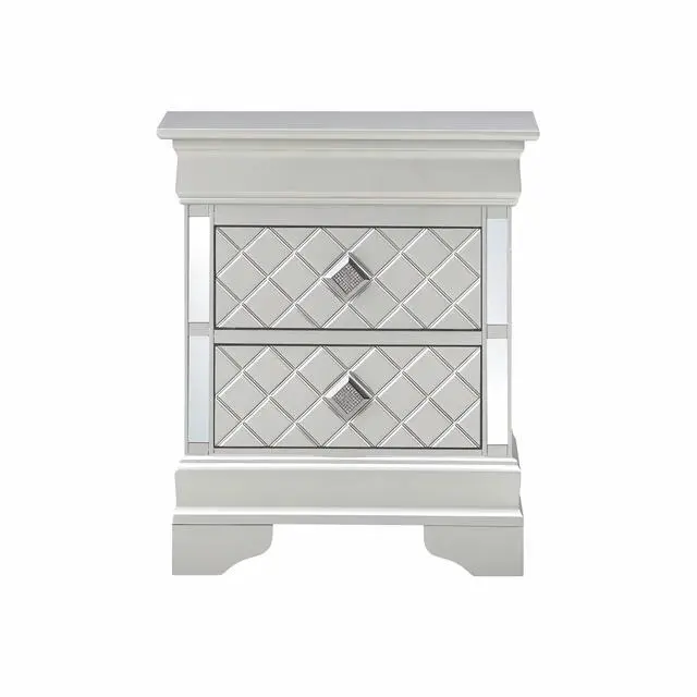 Main image of Sleek Silver Champagne Nightstand