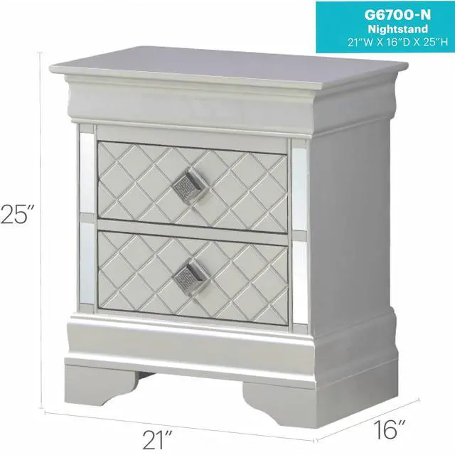Alt view image 3 of 5 - Sleek Silver Champagne Nightstand