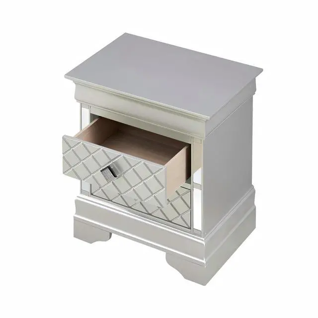 Alt view image 4 of 5 - Sleek Silver Champagne Nightstand