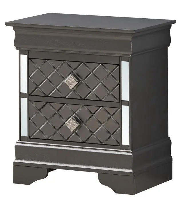 Alt view image 2 of 5 - Chic Metallic Black Modern Nightstand
