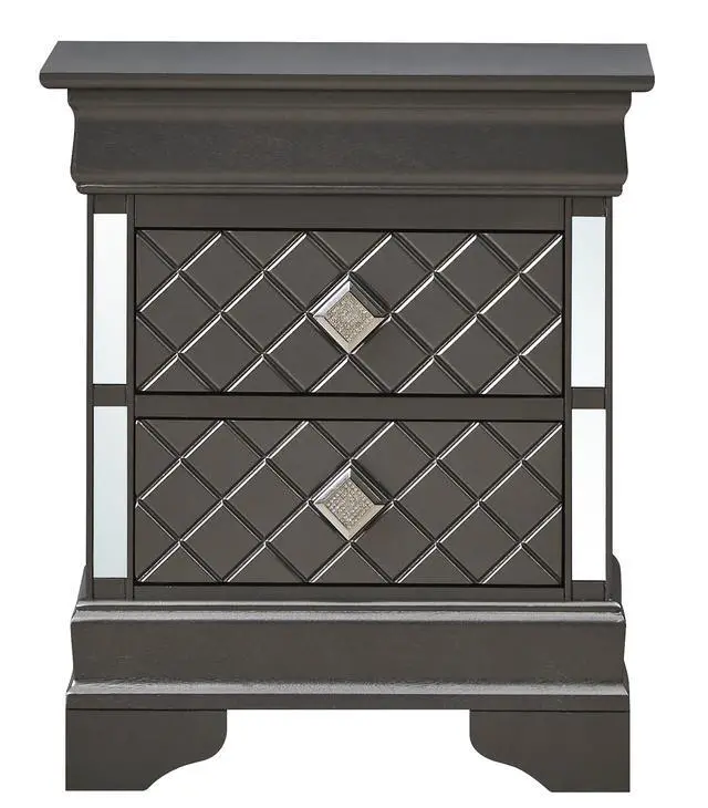 Alt view image 3 of 5 - Chic Metallic Black Modern Nightstand