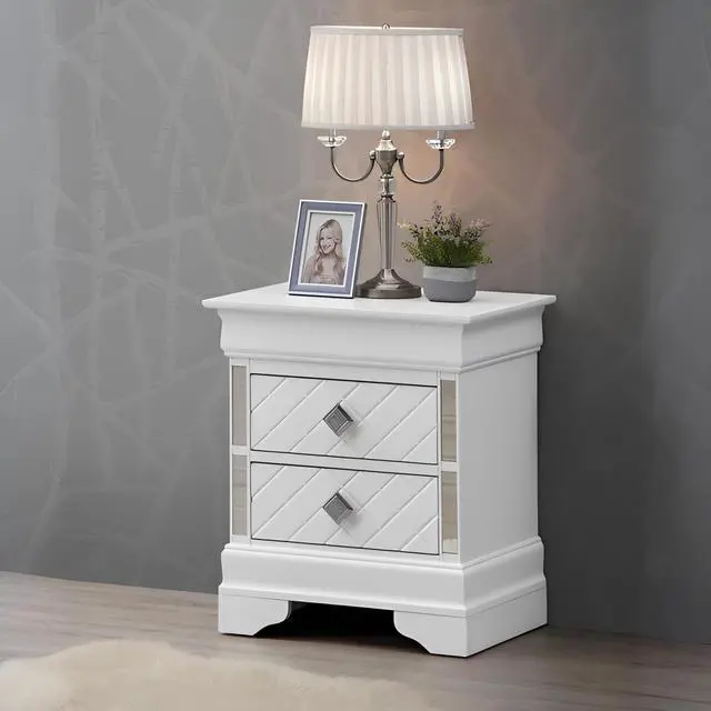 Alt view image 2 of 6 - Sophisticated White Pearl Nightstand