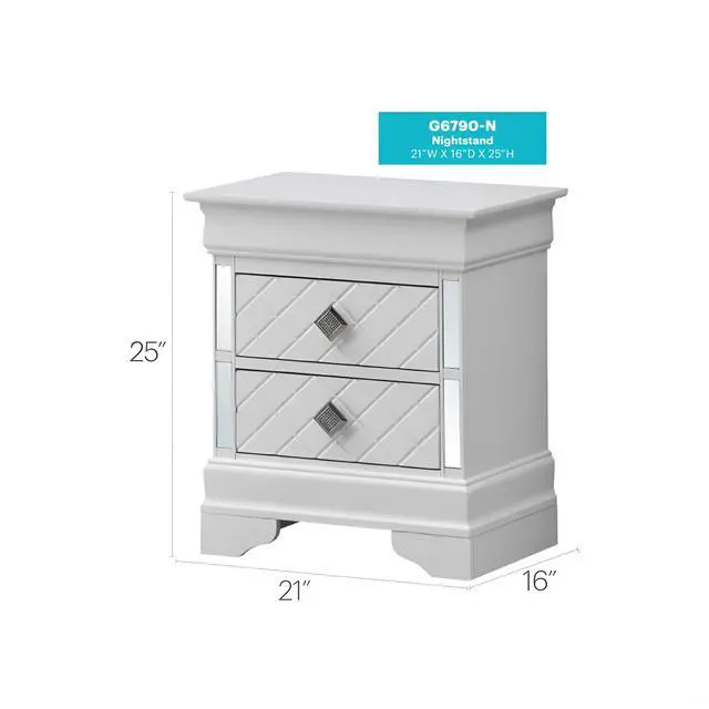 Alt view image 3 of 6 - Sophisticated White Pearl Nightstand