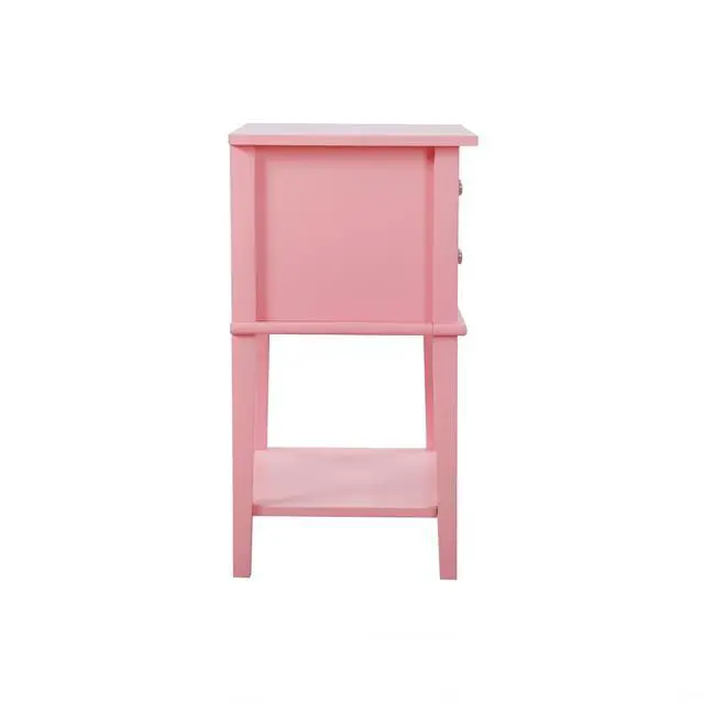 Alt view image 4 of 6 - Contemporary Pink Nightstand With Open Shelf