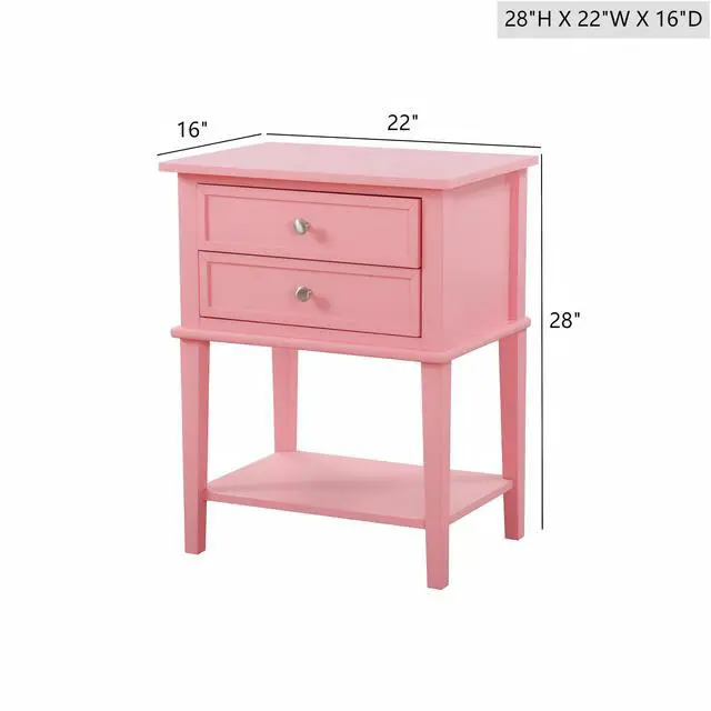 Alt view image 3 of 6 - Contemporary Pink Nightstand With Open Shelf