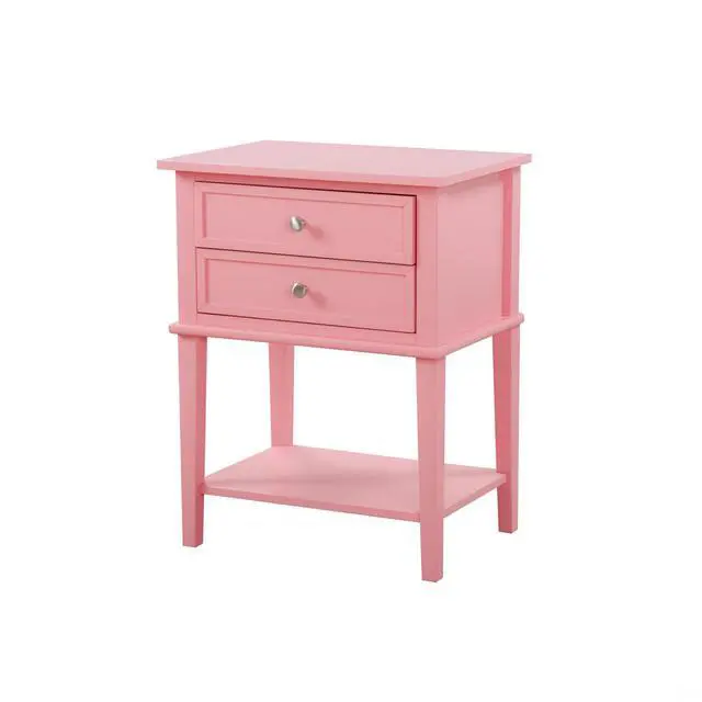 Alt view image 6 of 6 - Contemporary Pink Nightstand With Open Shelf