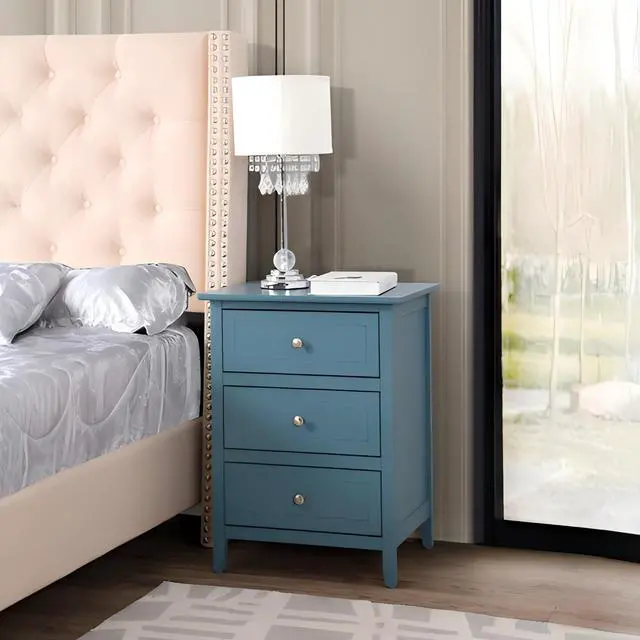 Alt view image 2 of 6 - Teal Accent Nightstand For Modern Bedrooms