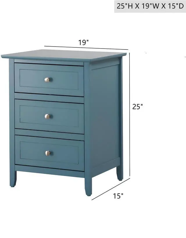 Alt view image 3 of 6 - Teal Accent Nightstand For Modern Bedrooms