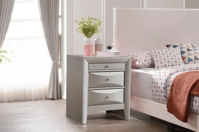 Main image of Elegant Silver Champagne Nightstand