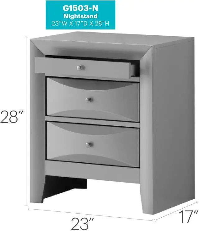 Alt view image 5 of 5 - Elegant Silver Champagne Nightstand