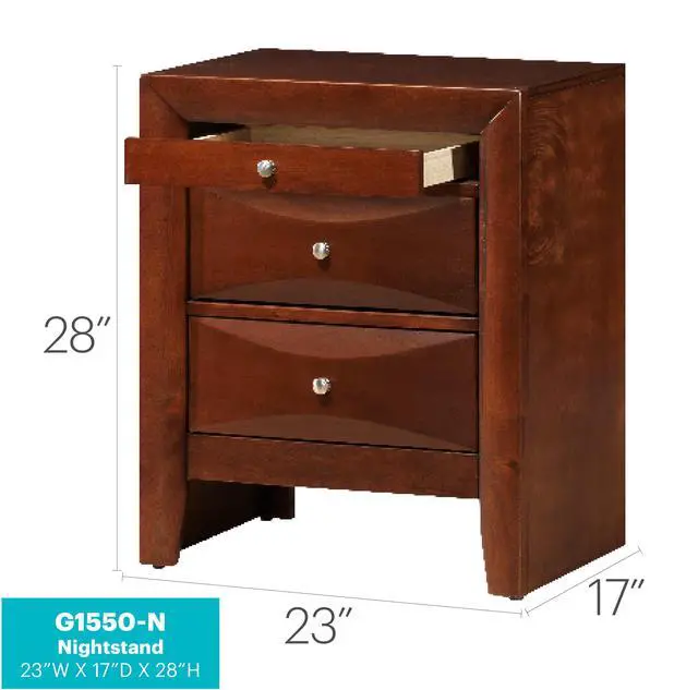 Alt view image 2 of 5 - Sleek Cherry Nightstand With Storage
