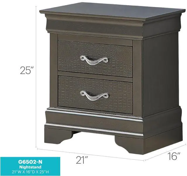 Alt view image 6 of 6 - Sleek Metallic Black Nightstand With Drawers