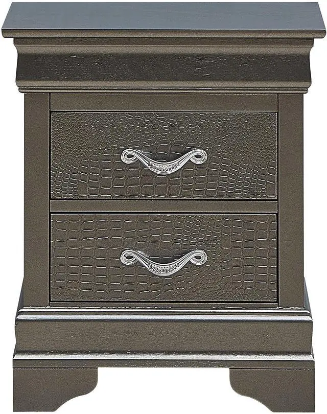 Alt view image 5 of 6 - Sleek Metallic Black Nightstand With Drawers