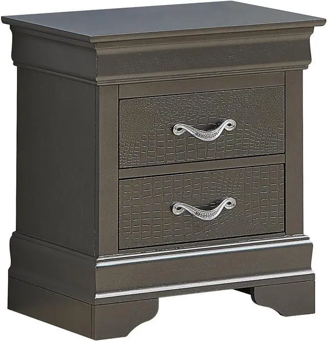 Alt view image 2 of 6 - Sleek Metallic Black Nightstand With Drawers