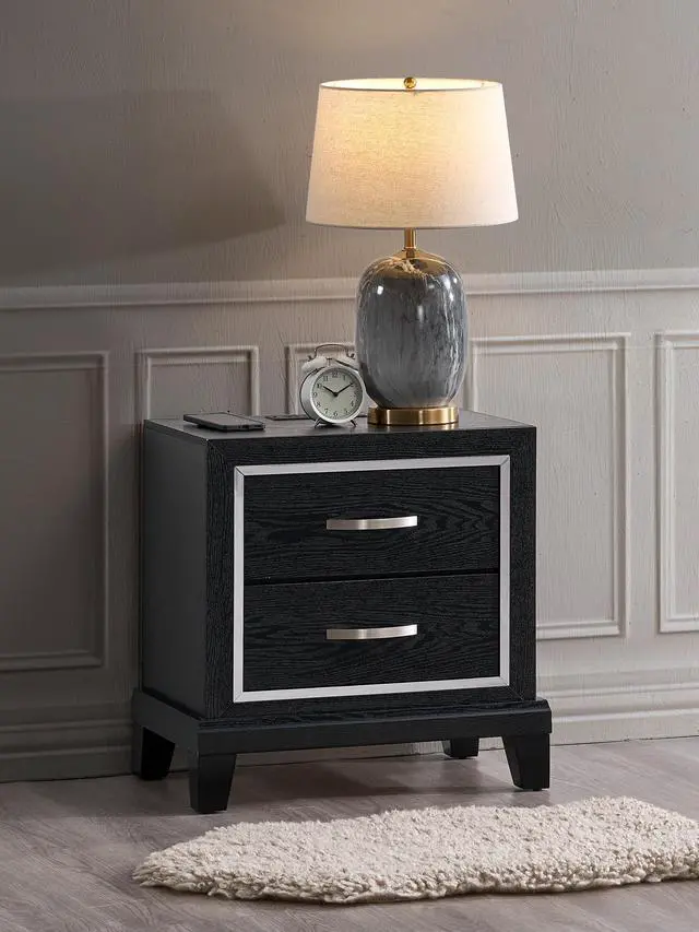 Main image of Livingston G02850-N 2 Drawer Nightstand with AC/USB Outlets
