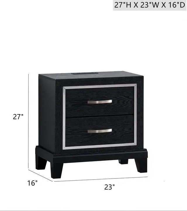 Alt view image 7 of 7 - Livingston G02850-N 2 Drawer Nightstand with AC/USB Outlets