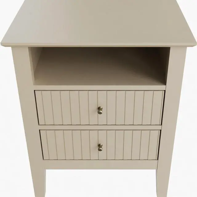Alt view image 7 of 7 - 18" Fluted 2-Drawer Nightstand Set Of 2, Modern Beige End Table With Storage