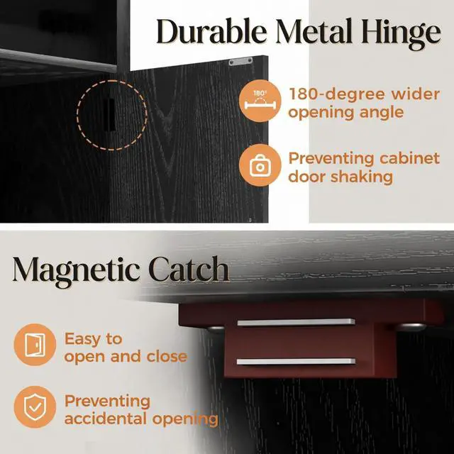 Alt view image 7 of 7 - Set Of 2, 16" Black Farmhouse Nightstand W/ Charging Station & Storage