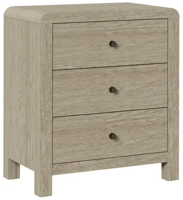 Main image of 23.6 Width Natural Wood 3 Drawer Chest Of Drawers - Modern Rounded Corner Design
